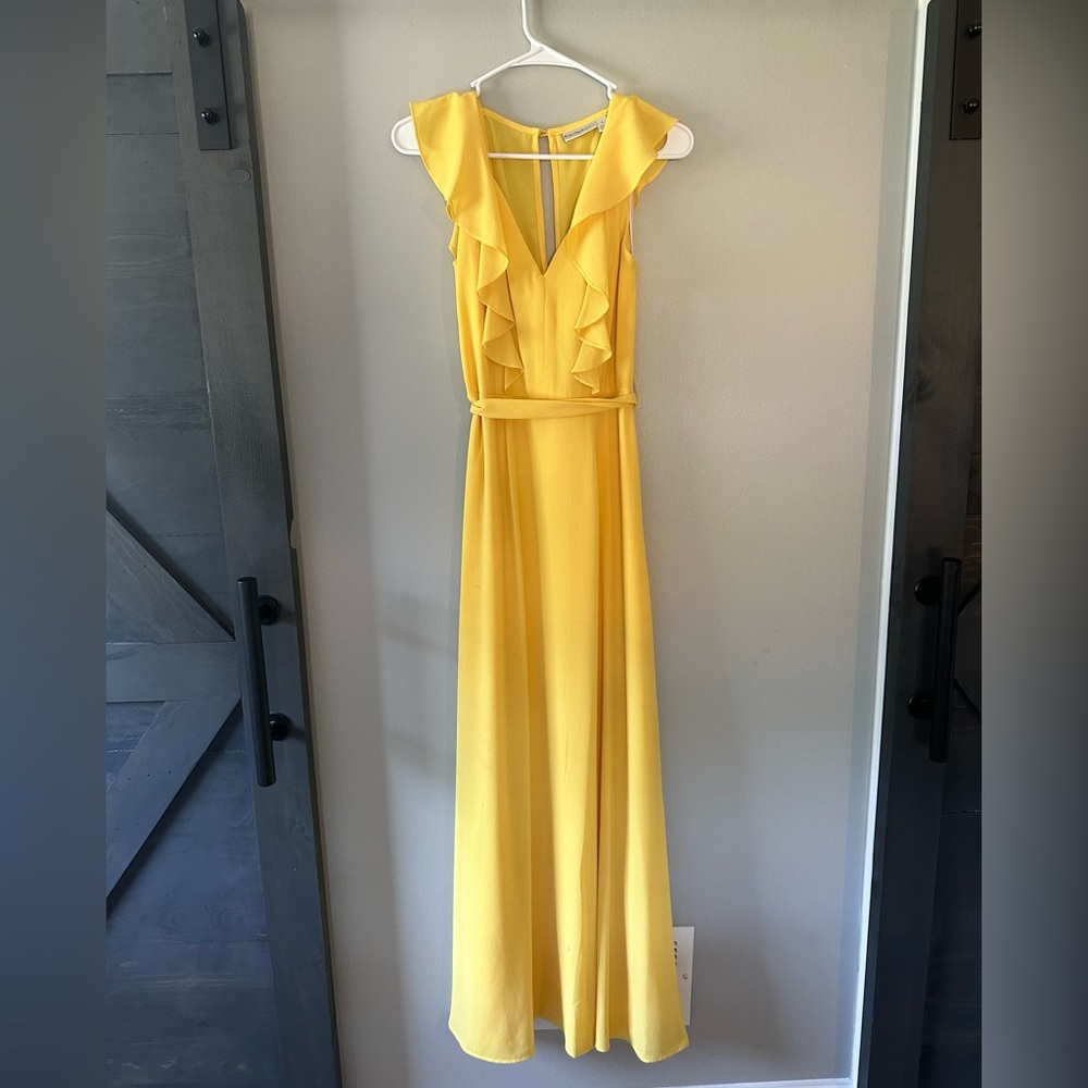 Yellow chiffon maxi dress